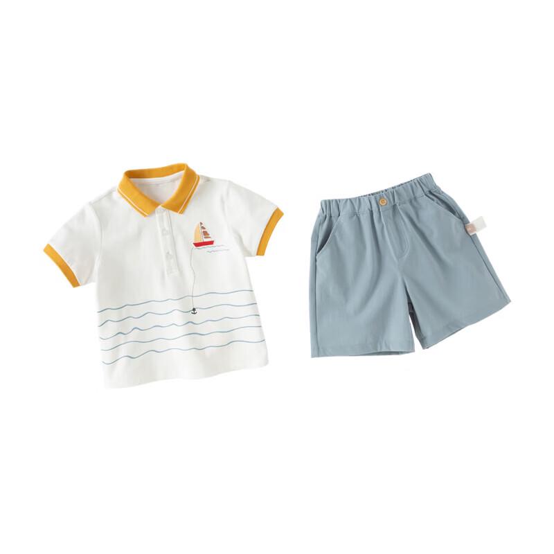 DAVE & BELLA Boys' Summer Cooling Short Sleeve & Five-Point Shorts Set