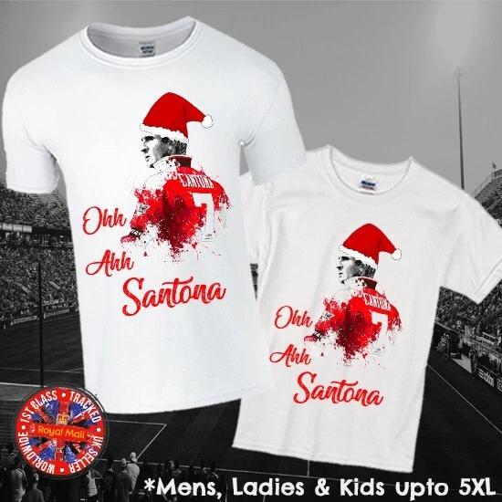 Eric Cantona Christmas Football Fan T-shirt Mens Ladies Kids Babies 3XL