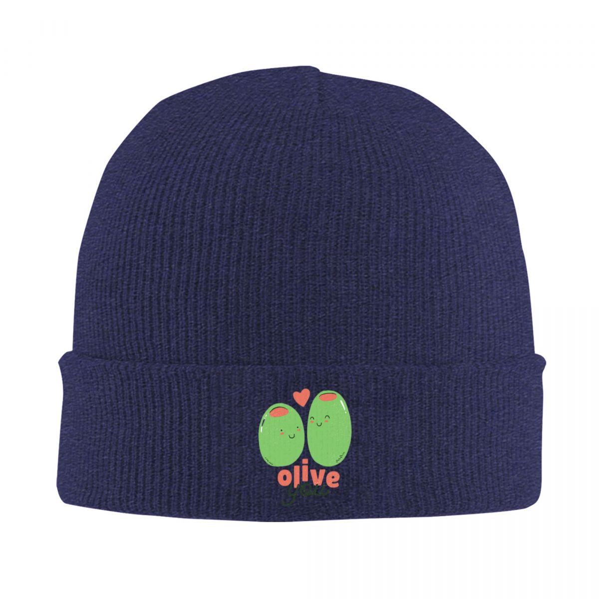 

Olive You I Love You Warm Knitted Cap Hip Hop Bonnet Hat Autumn Winter Outdoor Beanies Hats for Unisex Adult One Size