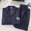 Men's Plus Size Cotton Pajamas - Long Sleeve, All-Season, Lightweight Set for Spring and Autumn