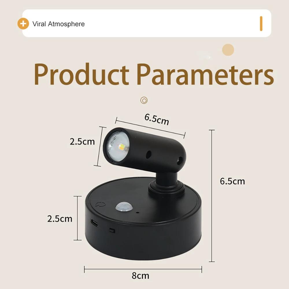Magnetic Base USB Rechargeable LED Cordless Wall Light with Touch Switch Black White Magnet Dimmable Bedside Lamp for Reading