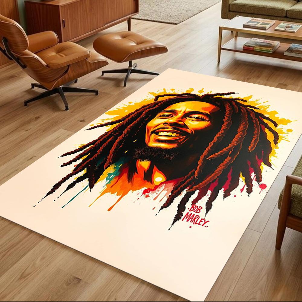 Bob Marley Area Rug Design for Entryway Outdoor Living Rooms Playrooms Anti-slip Rug Decorate Offices Perfect Gift for Women/Men