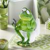 1Pc Resin Frog Ornament Funny Frog Sitting Toilet Figiure Ornament Cute Frog Desktop Ornament for Bedroom Patio Garden Bathroom