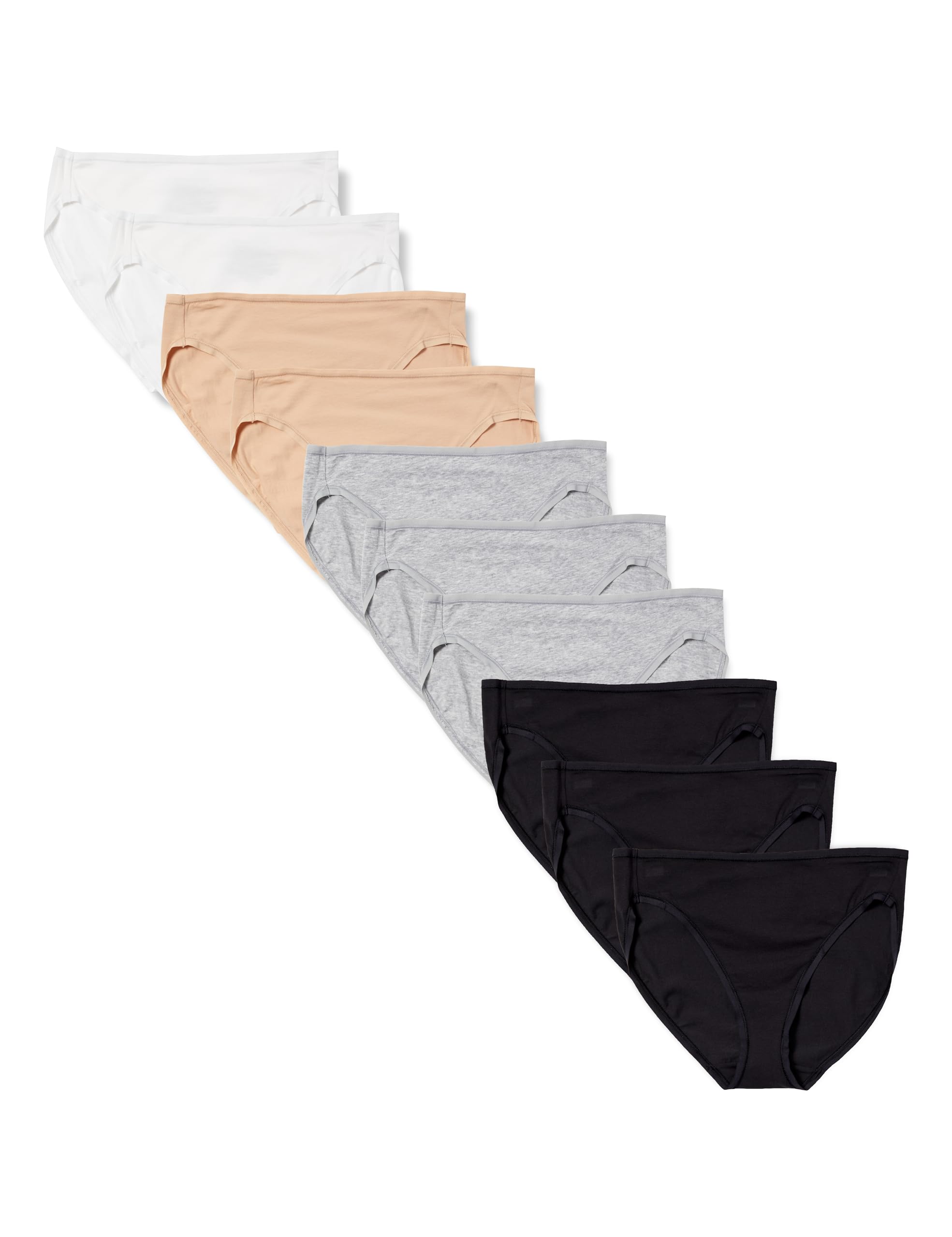 

Amazon Essentials Breathable Cotton XL 10-Pack Women s High-Cut Panties, Black/Heather Gray/Beige/White,