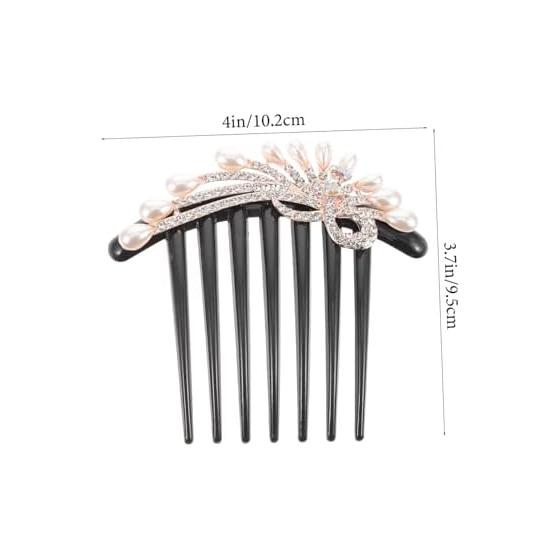 Healvian Pearl and Rhinestone Embellished Seven-Tooth Hair Comb for Women, Lightweight Hair Clip for Updos, Bridal Hair Clip for Weddings and