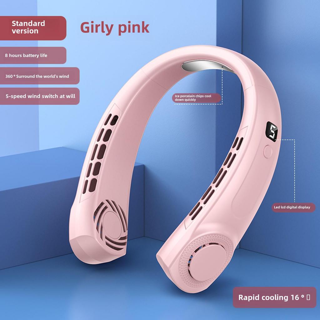 2024 Stylish USB Rechargeable Neck Fan: Portable, Silent, Leafless Cooling Device