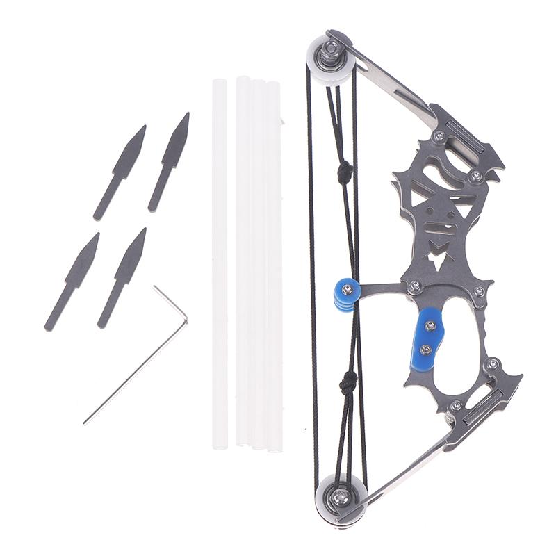 Mini Compound Bow And Arrow Set With 4 Arrows Stainless Steel Mini Archery Bow Practice Set For Adults Hunting Recreational