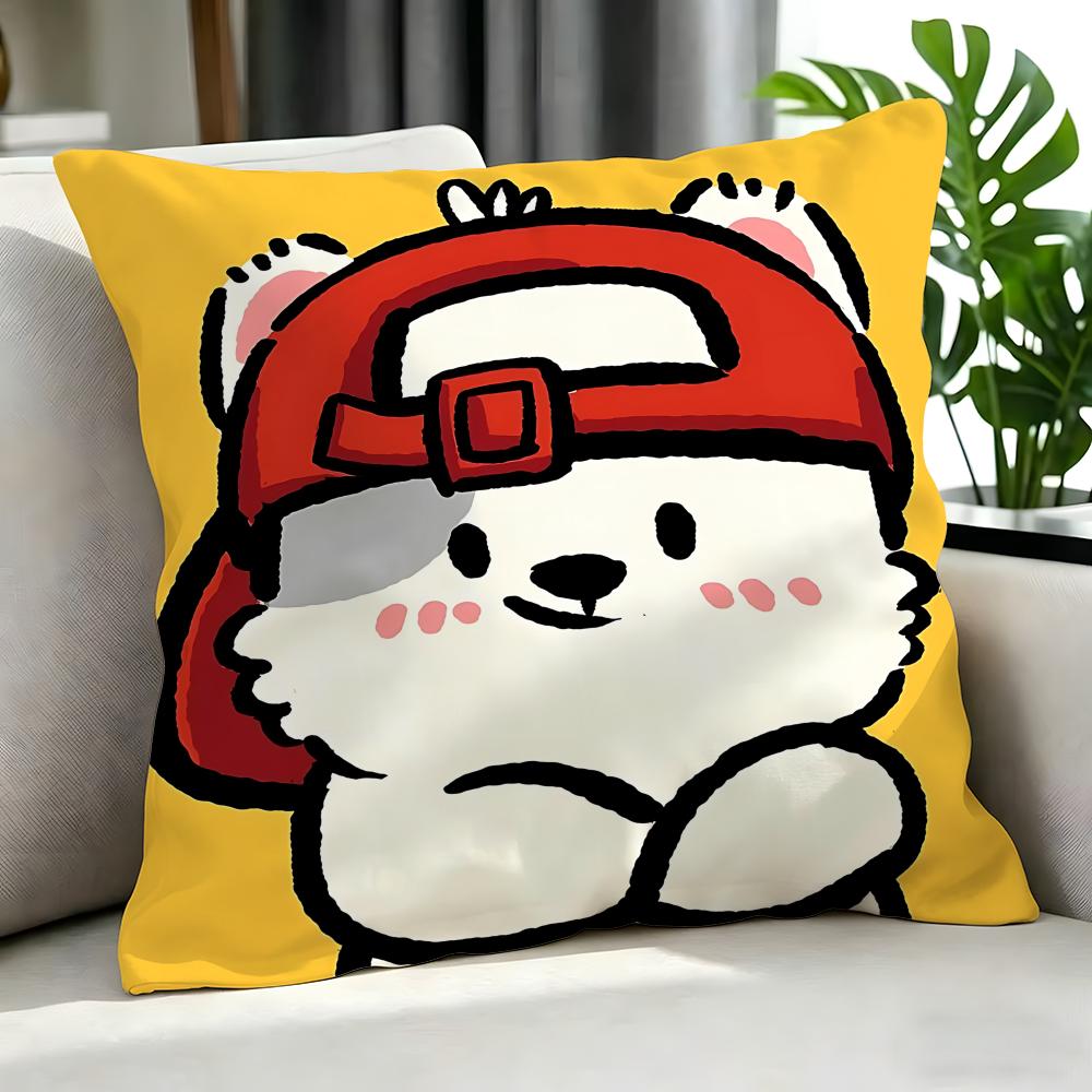 Cute Cute Bear Stickers Cushion Cover Cushion Cover Set 4Pcs 50X50 45X45 40X40 Pillowcase Decorative Sofa Home Decor