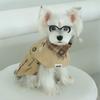 British Style Dog Coat Beige & Brown Plaid with Adjustable Straps Durable Polyester Pet Gentleman's Vest for Small Medium Dogs