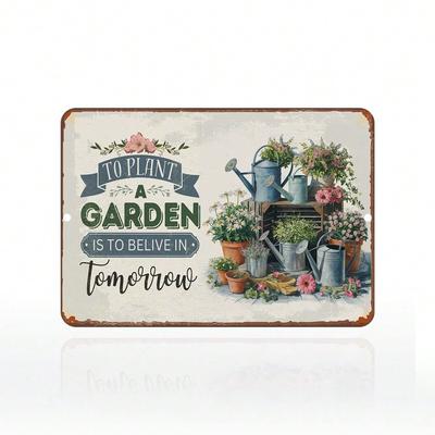 Vintage Metal Garden Sign Rustic Welcome Yard Art Weather Resistant Indoor Outdoor Decor