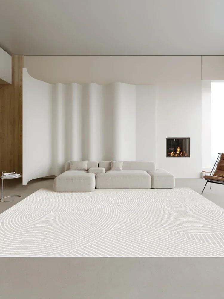 Living Room Oversized Carpet White Lines Bedroom Carpets Minimalist Stripes Home Rug Fluff Non-slip Machine Washable Rugs Tapete