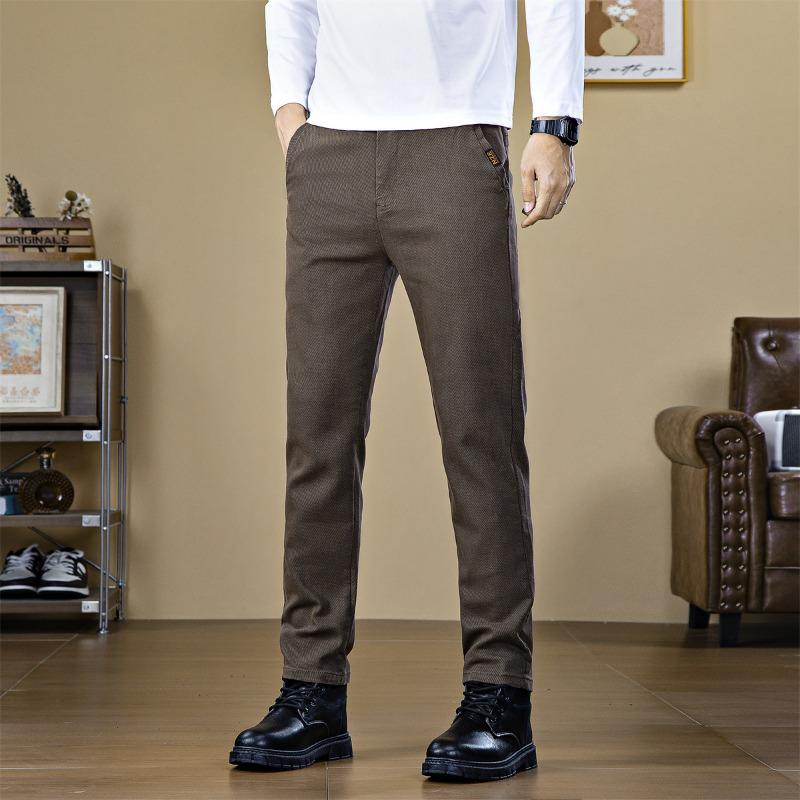 

Брюки Мужские Осенне-зимние Новые Мужские Деловой Повседневный Стиль Модные Универсальные Синие Брюки Эластичные Однотонные Мужские Брюки 38