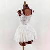 European and American new women's white lace dress square collar broadband waist bud puffy skirt