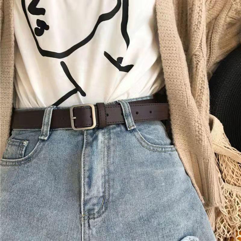 Pu Chic Minimalist Leather Belt With Unique Buckle Options For Stylish Wear