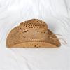 Cappello di Paglia Ventilato Vuoto Rotondo Pieghevole Cappello da Cowboy Occidentale da Spiaggia Oggetti di Scena per Foto