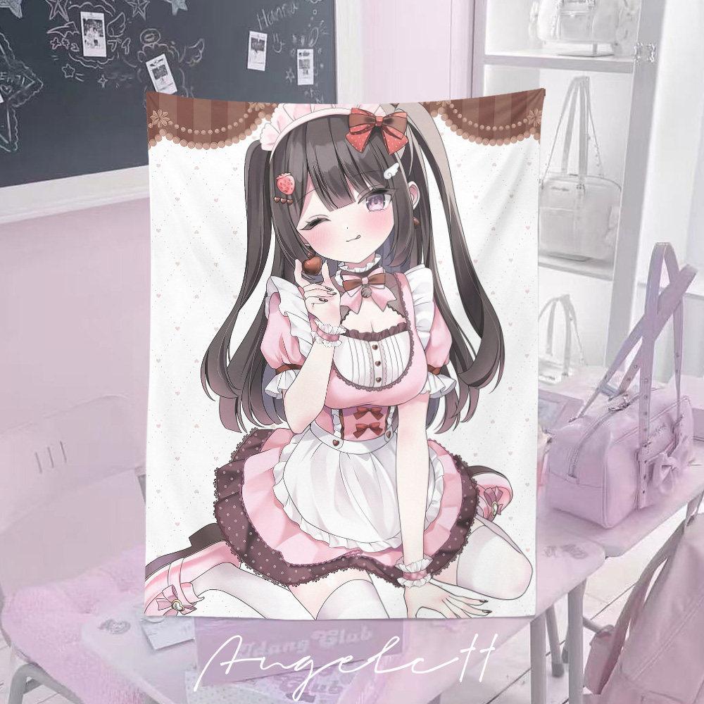 

Original Cute Anime Chocolate Maid Tapestry Kawaii Maid Outfit Wall Hanging Aesthetic Girls Bedroom Decor 74x94cm(29x37in)