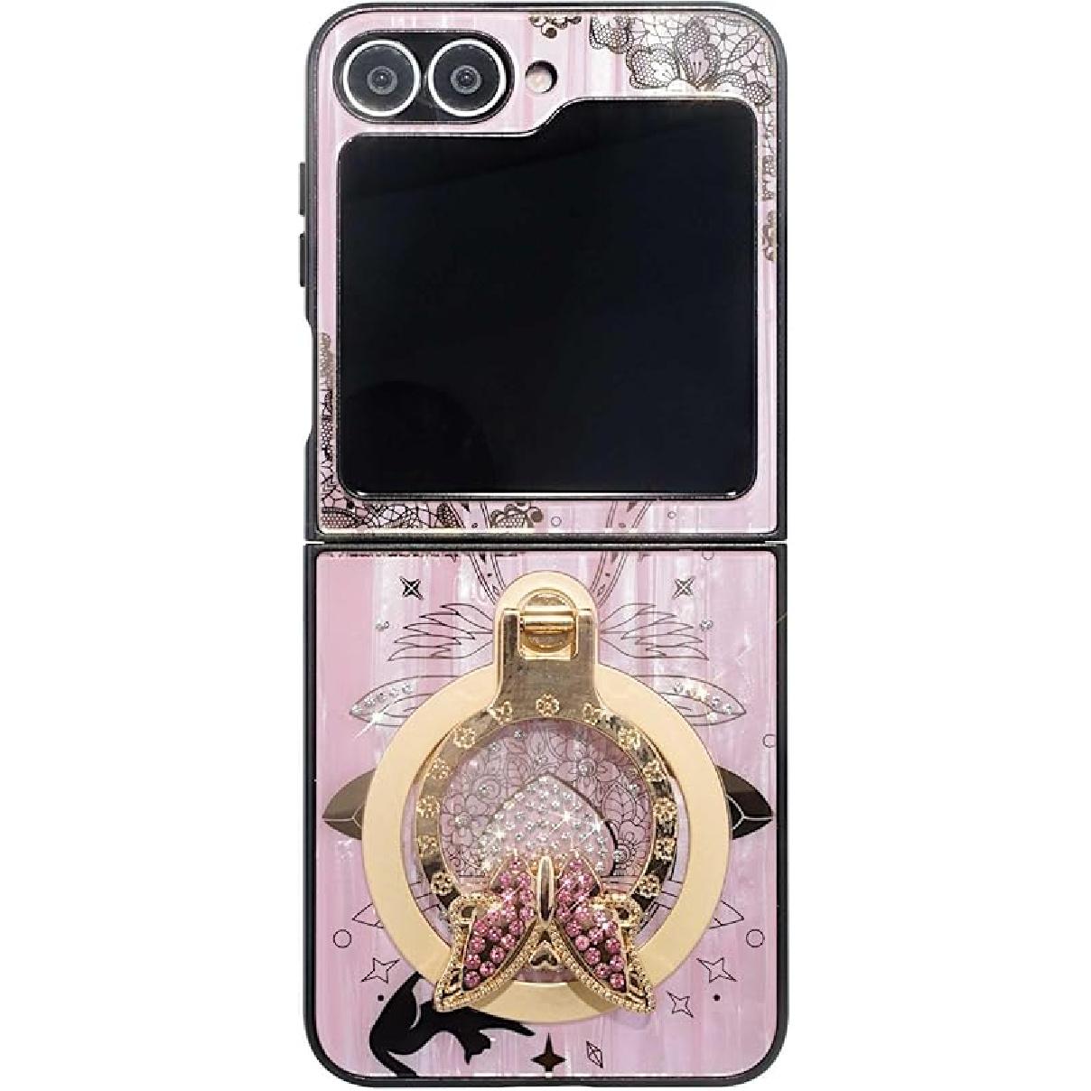 

Shiny Cell Phone Case for Samsung Galaxy Flip6, Inlaid with Shining Rhinestones Cover Rotating Metal Kickstand Holder Bracket Support Magnetic