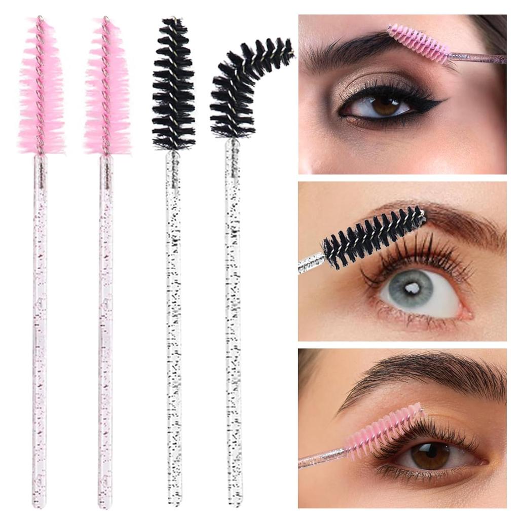 2025 Trend 200Pcs Disposable Mascara Wands -Lash Spoolies, Crystal Eyebrow Brush for Eyelash Extensions & Makeup Grooming