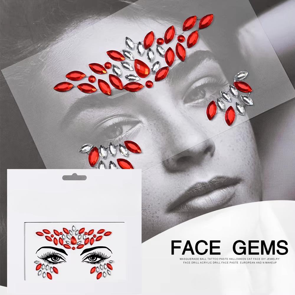 Eco-Friendly Fashion 3D Mermaid Face Gem Crystal Rhinestone Temporary Tattoo Stickers Shiny Glitter for Festival Prom Party