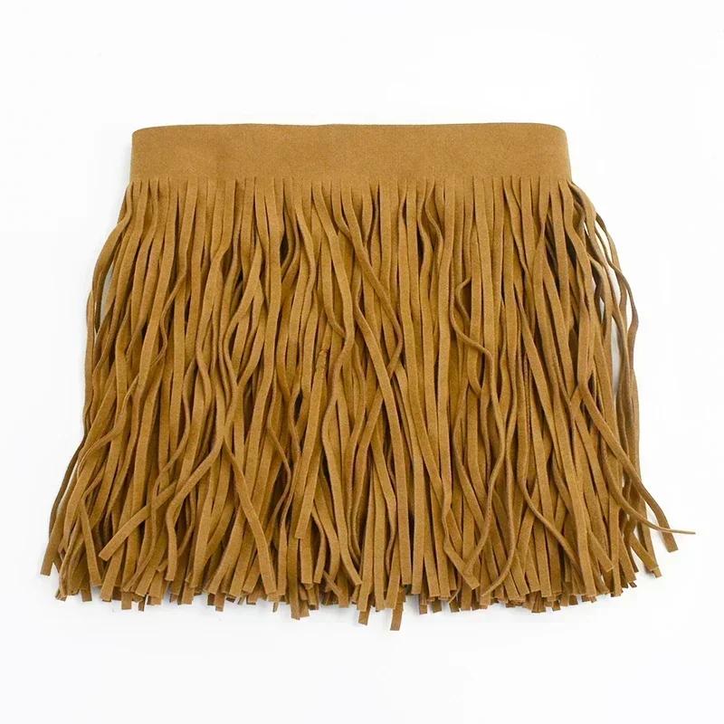 Nastro Frange in Pelle Scamosciata con Nappe in Pizzo 1M 10/15/20/25/30cm per Decorazione Vestiti Borsa Valigia Rifiniture Accessori da Cucito