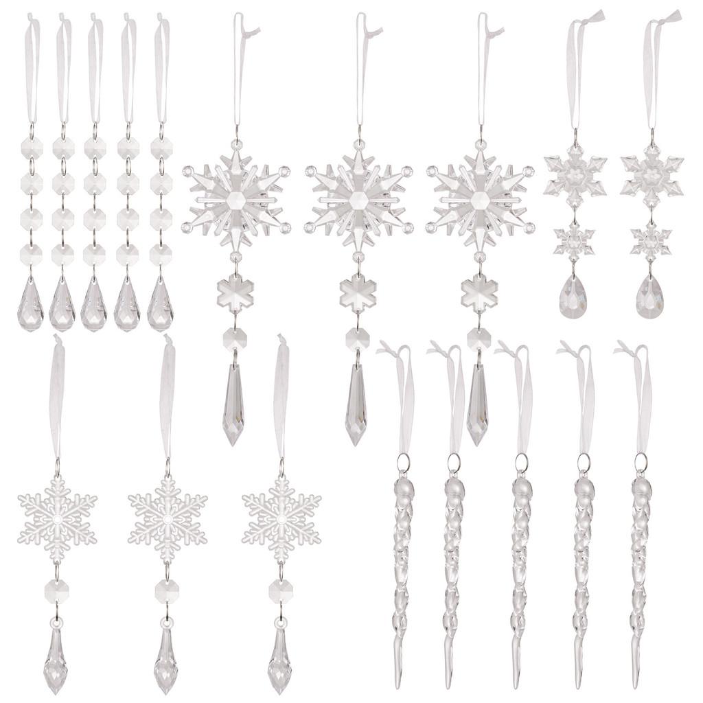 Stylish 18pcs Acrylic Icicle Hangings Versatile For Festive Celebrations Holiday