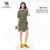 Camel Women's Striped Cotton Short Sleeve Polo Dress