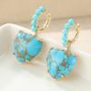 Lovely Heart Synthetic Turquoise Detachable Dangle Earrings Women's Bohemian  Daily Pendant Earrings Jewelry Accessories