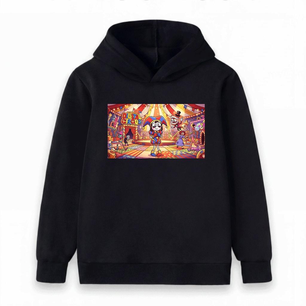 Kids Boys Girls Hoodie Sweatshirt, Cartoon Digital Circus Print Casual Pullover Top for Children Daily Wear