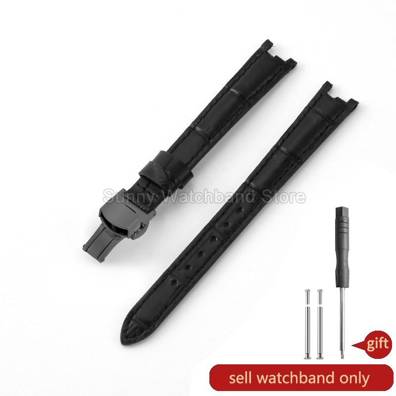 Concave Interface Design Women's Genuine Leather Watch Accessories 12mm for Tissot 1853 Flamingo T094210 Series Watch Strap