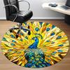 1PC Peacock StainedGlass Office Round Area Rug, Mat Suitable For Office, Under Office Chairs Bedroom Living Room Home Decor, Room Deco