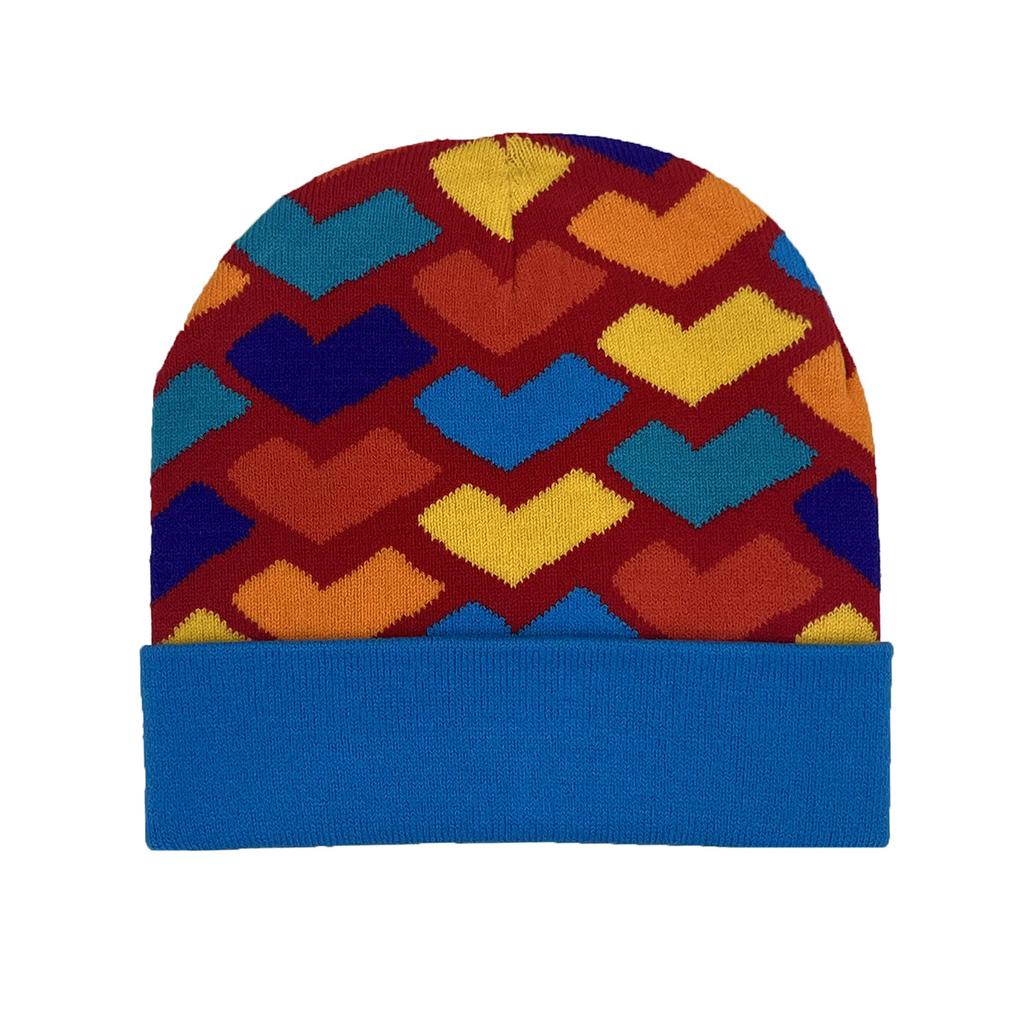 Autumn And Winter Heart-Shaped Wool Hat Women'S Casual Versatile Cute Colored Love Jacquard Knitted Hat Couple