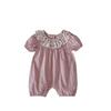 Baby Girl Summer Lightweight Floral Short Sleeve Romper with Peter Pan Collar