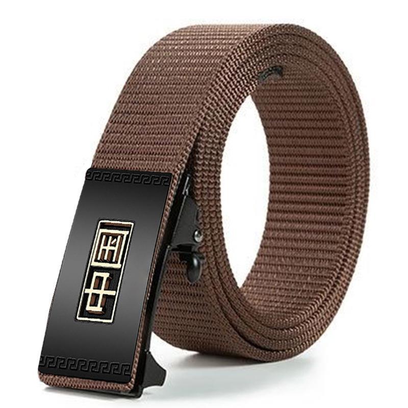 Men'S Toothless Automatic Buckle Woven Canvas Belt Belt Casual Nylon Tactical Pants Belt Military Training Outdoor Belt