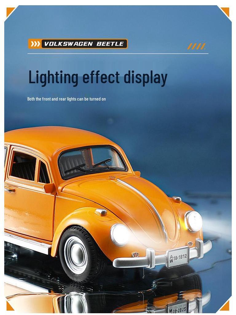 1:18 Volkswagen Beetle Diecast Model - Classic Retro Vintage Collection Toy Car Ornament