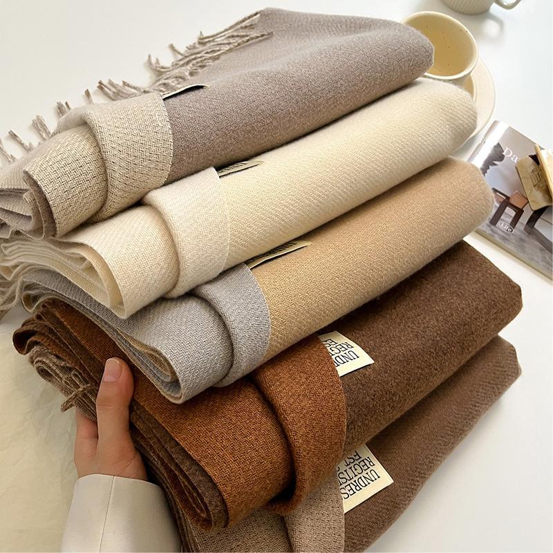 31Colors Fashion Cashmere Scarf for Women Warm Winter Solid Color Double Sided Wraps Neckerchief Poncho Echarpe Pashmina Stoles