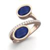 Dual Stone 925 Sterling Silver Rose Vermeil 2.36 Cts Oval Blue Sapphire Women Engagement Bypass Ring