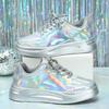 Women Casual Shoes Fashion Breathable Walking Sneakers Couples Fashion Thick Soled Sequins Lace Up Heightening Casual Tenis