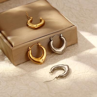 Fashion French Retro Style Stainless Steel Love Earrings Trend High Sense Temperament Women's 18K Plated Earrings