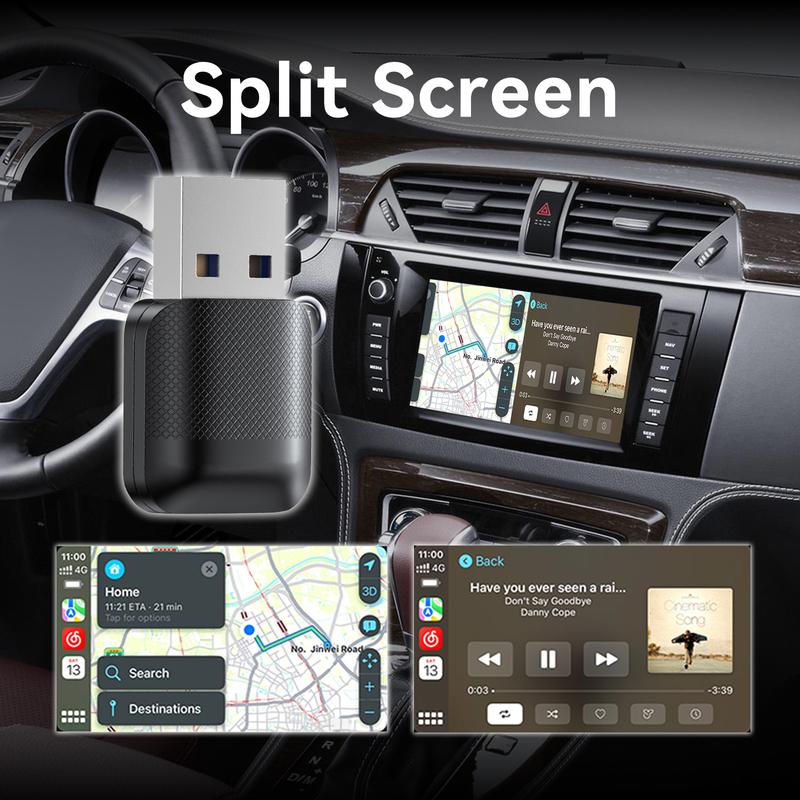 2 IN 1 Wireless Carplay Adapter Wired to Wireless carplay Adapter Plug & Play For Car With Wired CarPlay/ Android Auto