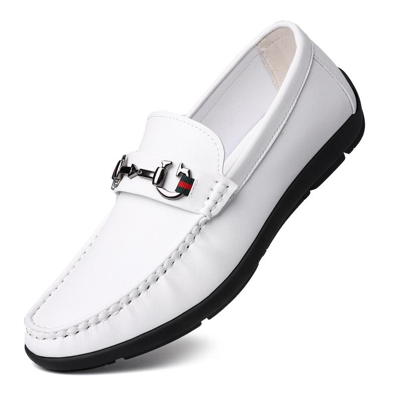 Spring Soft Leather Men's Business Casual Slip-On Shoes with British Fashion Summer Style