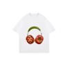 Oversized T Shirt Black Tomato Headphones Print Casual Wear for Women Summer Streetwear Fashion Trendy Graphic Tee