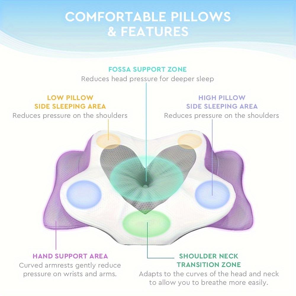 Cervical Pillow Memory Foam Neck Support Pillows for Sleeping Cervical for Back Sleeper Ergonomic Contour Removable Pillowcase