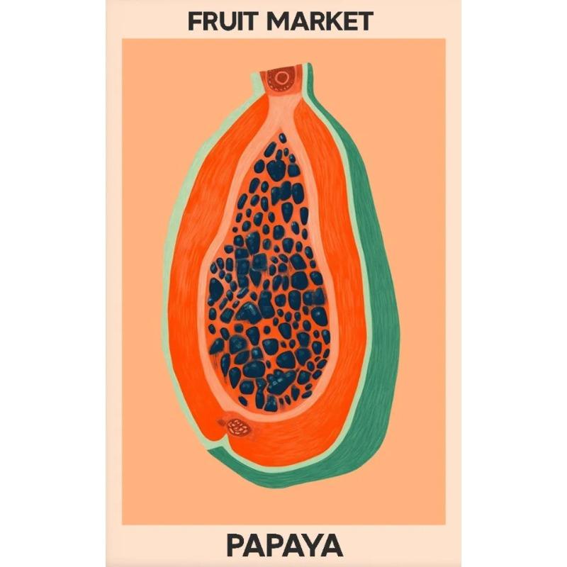 Mercato Frutta Verdura Limone Fragola Papaia Cibo Poster Pittura su Tela Arte Murale Immagini Cucina Casa Ristorante Decorazione