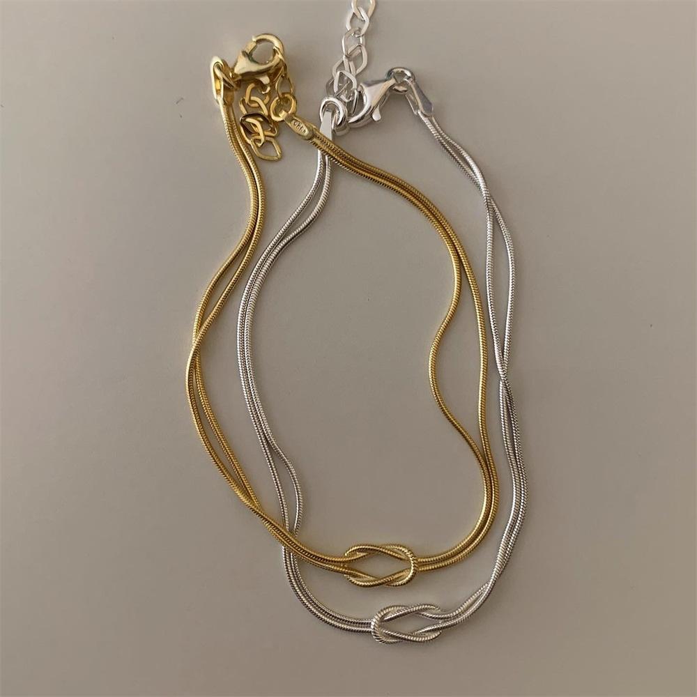 Individuelle Edelstahl PVD Damen Quadrat Schlange Halskette Kette Liebe 14k Gold Knoten Armbänder für Herren