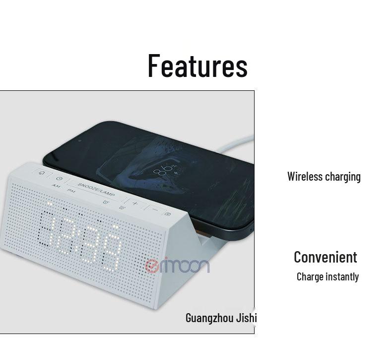 Magnetic Wireless Charger & LED Digital Clock with Night Light - Three-in-One Bedside Gadget