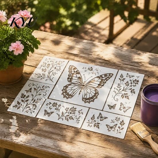 Nature Pattern Templates Garden Bloom Wall Stencil Kit, Reusable Floral Painting Templates, DIY Decor Art Modular Stencils for Walls Wood Fences