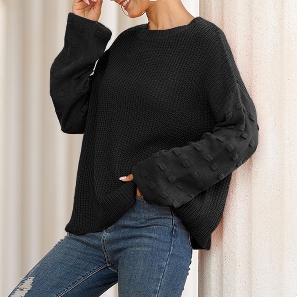 

(SU)Women Sweater Long Sleeve Sleeve Solid Tree knitting Sweater Tops