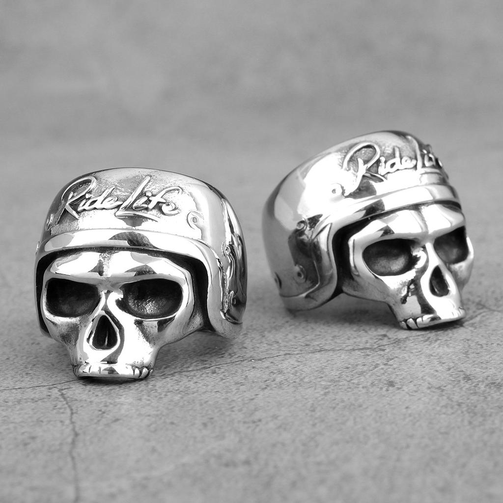 Rider Life Skull Biker Gothic Moto Men Rings Punk Hip Hop for Boyfriend Male Stainless Steel Jewelry Creativity Gift