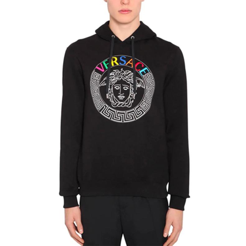 Versace Sweatshirts Men's Black Hooded Moderate Straight Fit A83506-A227994-A008