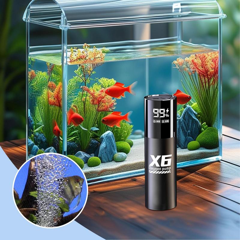 Aquarium Air Pump Outdoor Fishing Picnic Oxygen Pump Quiet Waterproof Oxygen Bubbler with Airstones Rechargeable Fishtank